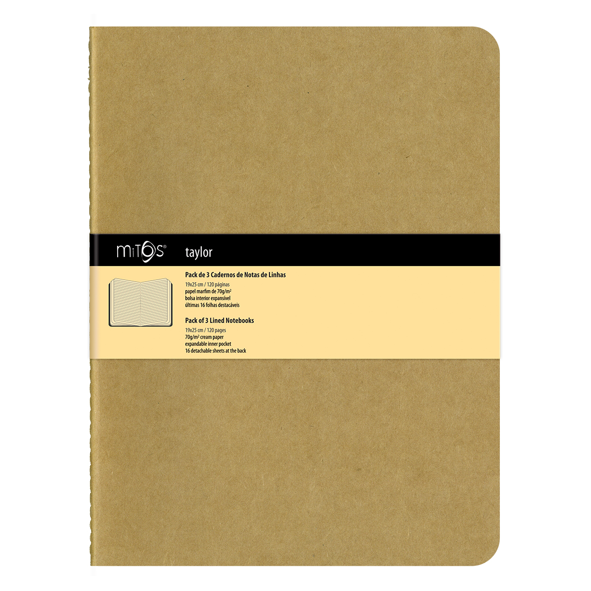 MITOS® TAYLOR-Pack3 Cadernos Notas Linhas(19x25cm)120pag